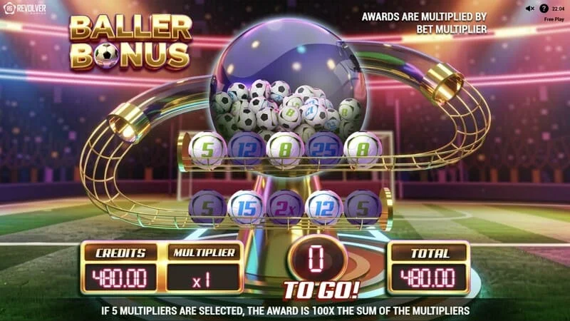 Trophy Spins World Cup 26 – igangsættelse af Baller Bonus-runde